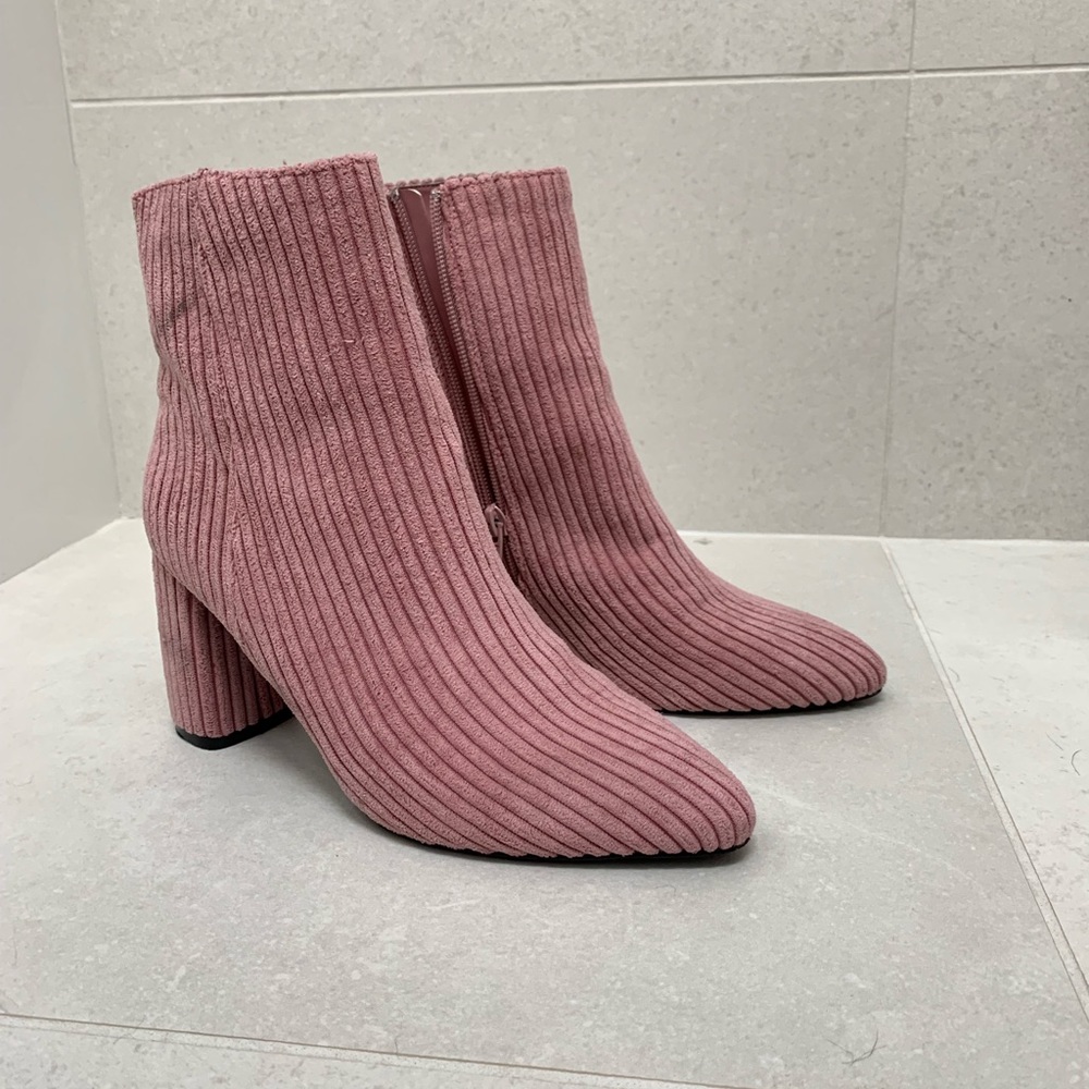 Pink corduroy boots